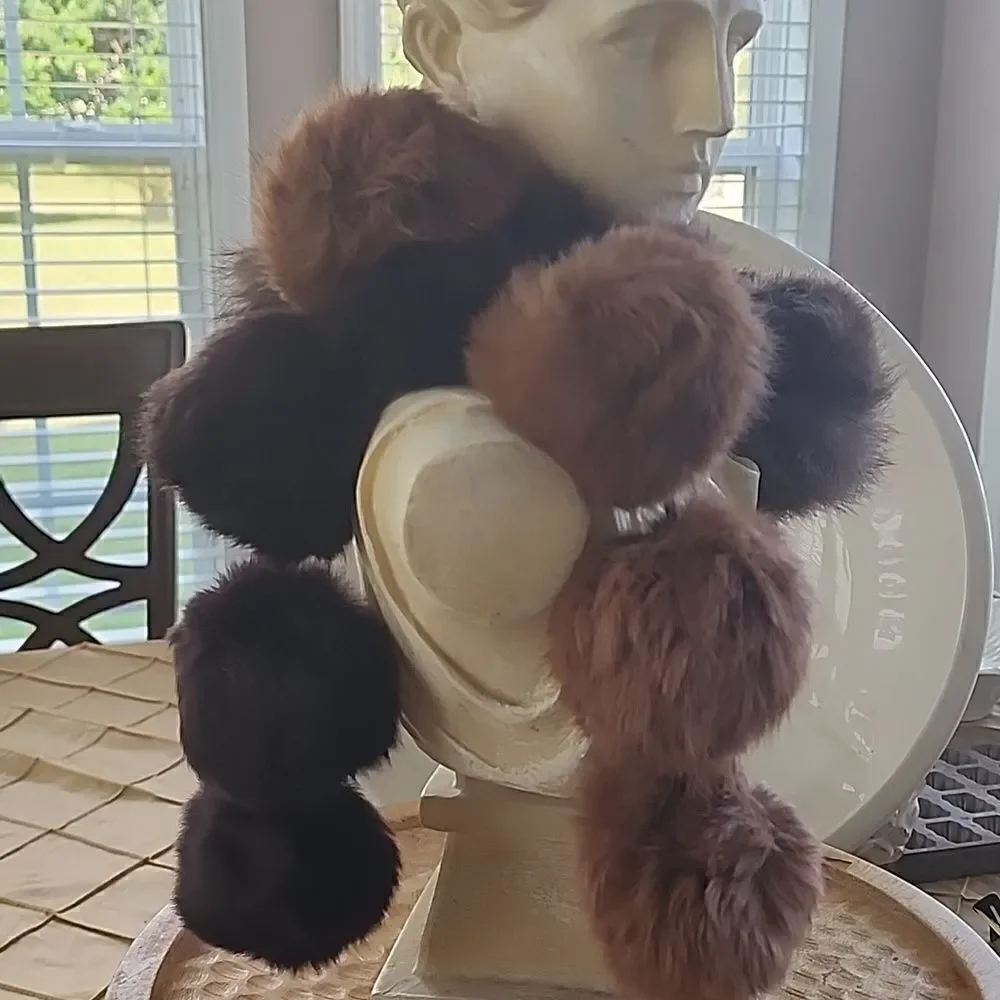 Faux Fur Puff Stoll Chocolate Brown